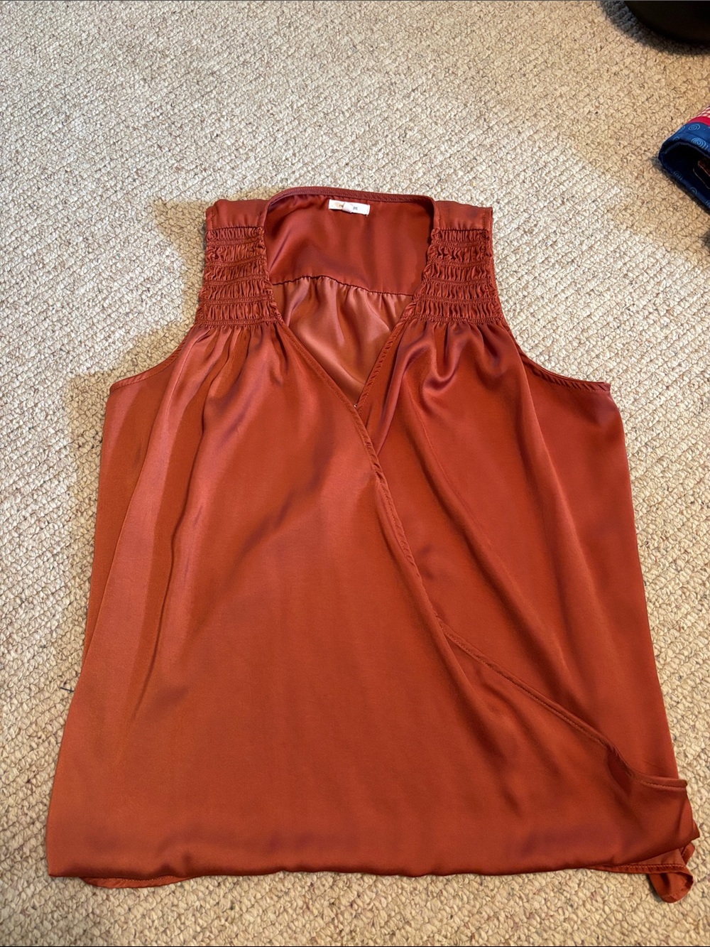 Maurices Women's Rust Smocked Shoulder Sleeveless Blouse XL